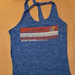 Blue 84 Kansas Jayhawks Distressed Blue Tank Top